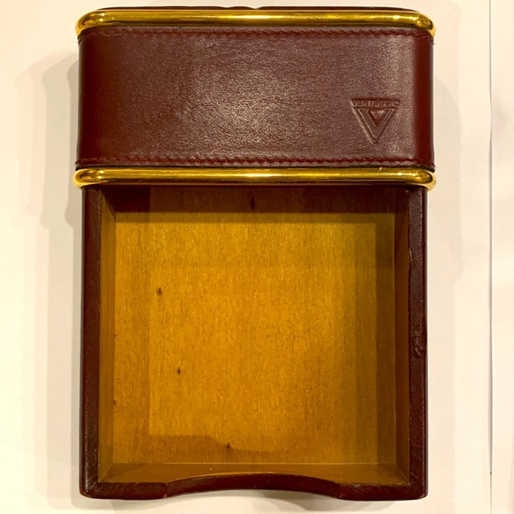 VANTAGE LEATHER OFFICE SET - PORTFOLIO/PAPER HOLDER - BURGUNDY WITH BRASS TRIM - Picture 2 of 9